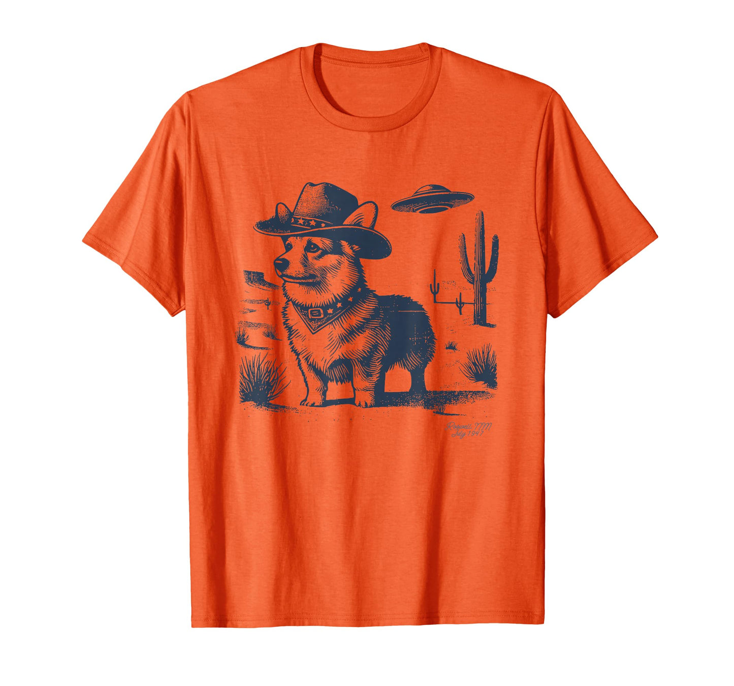 Corgi Cowboy, UFO Corgi Cowboy Hat, Corgi Mom, Corgi Dad T-Shirt
