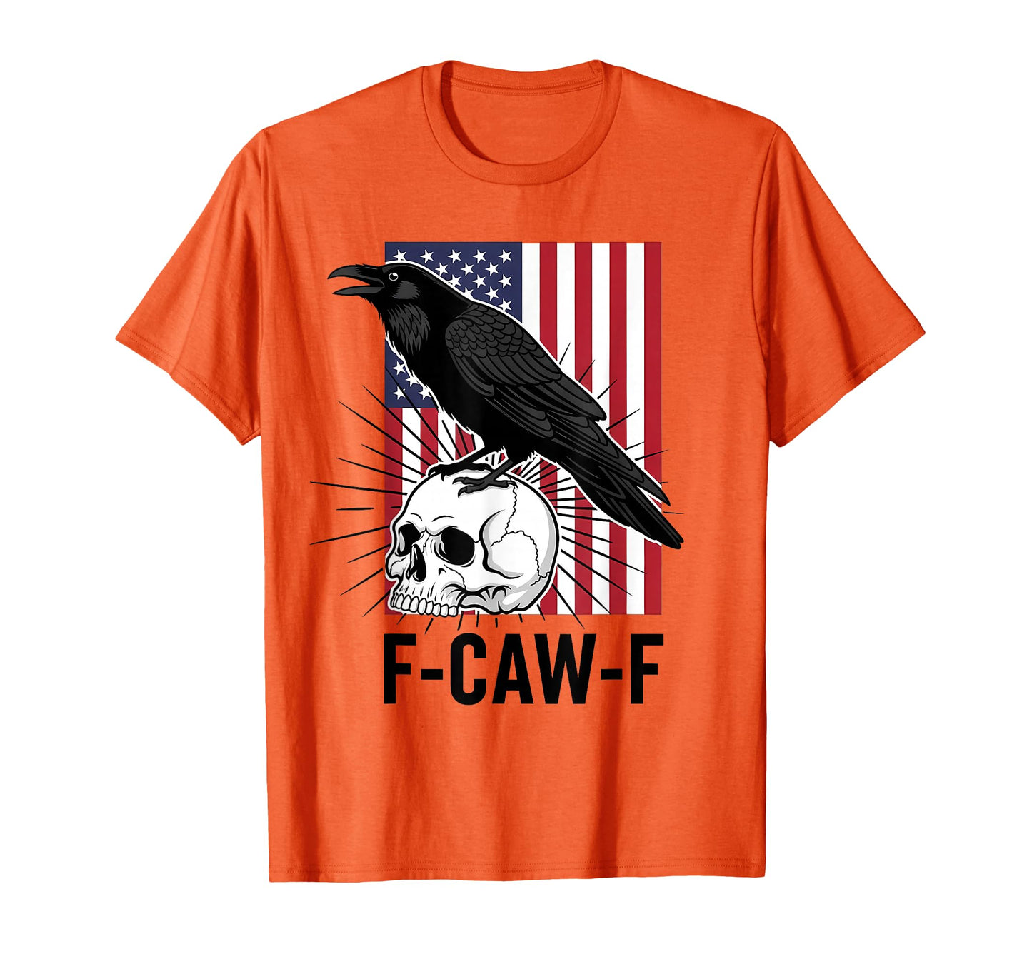F-Caw-F Crow USA Flag Black Raven Skull FCAWF Bird Lover T-Shirt