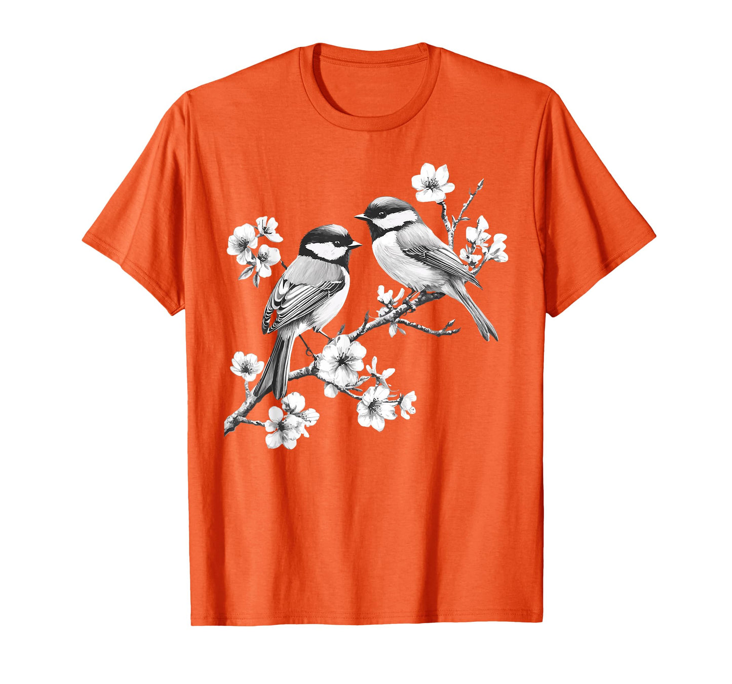 Cute Chickadee Design Blossoms Black-Capped Chickadees T-Shirt
