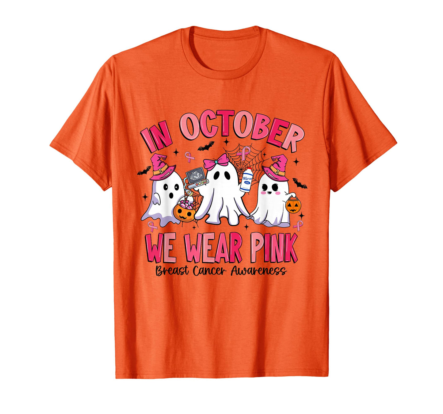 in October We Wear Pink Sonography Sonographer Breast Cancer T-Shirt