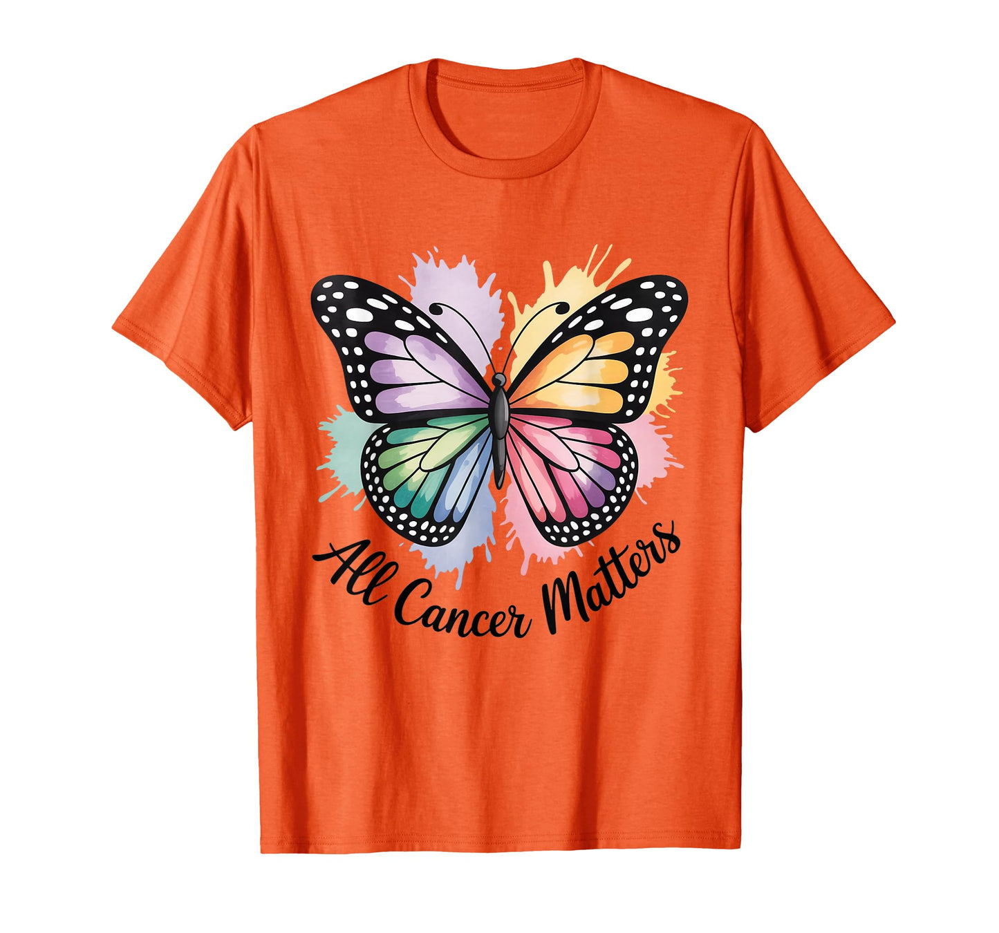 All Cancer Matter Colorful Butterfly Ribbon Cancer Awareness T-Shirt