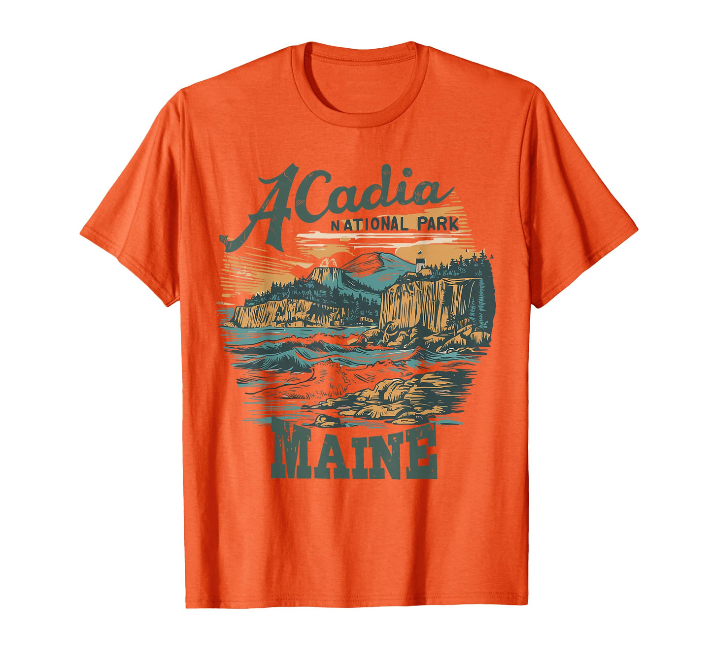 Acadia National Park Maine Vintage Coastal View T-Shirt