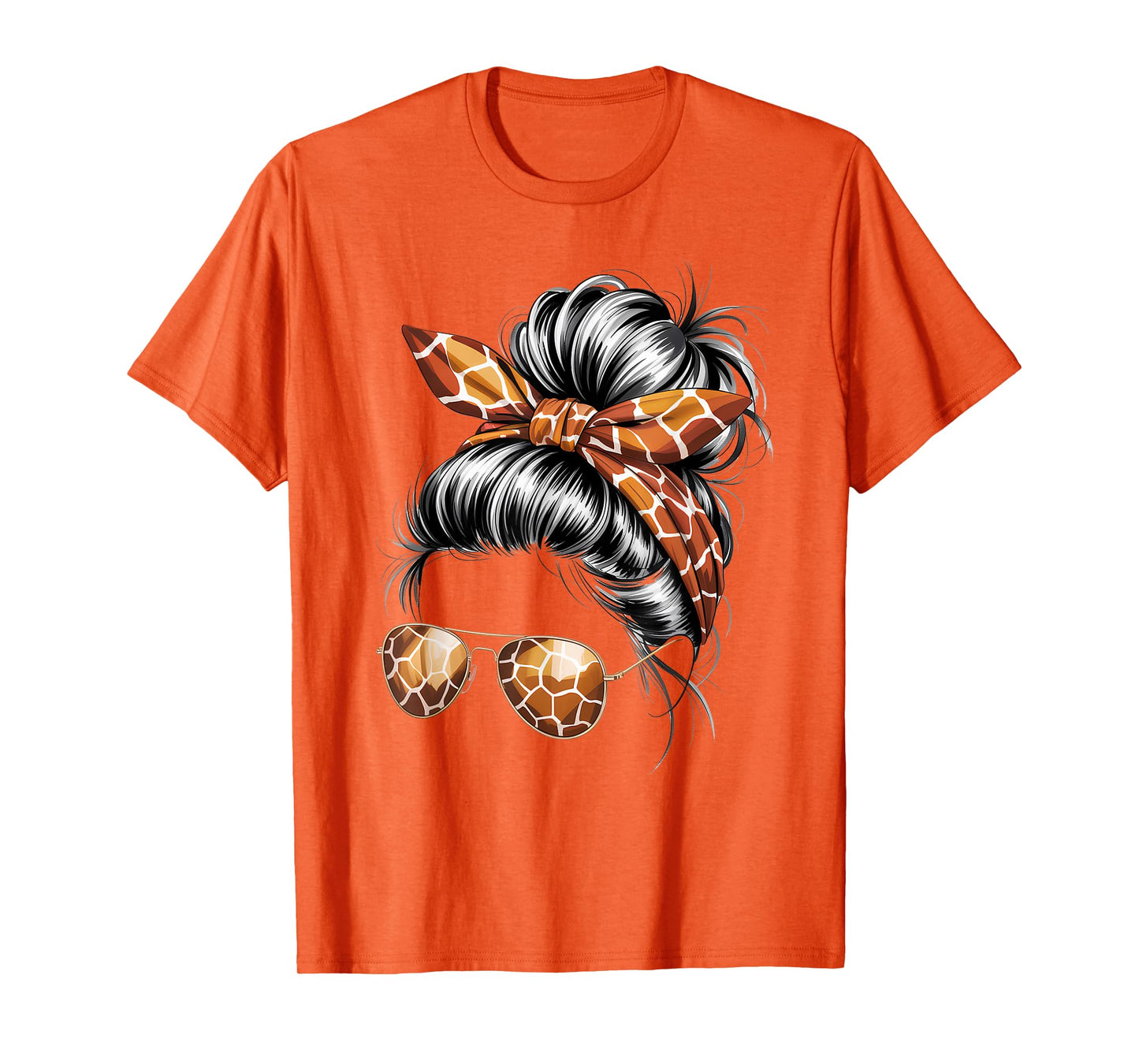 Mimi Life Hair Bandana Glasses Giraffe Print Mother's Day T-Shirt