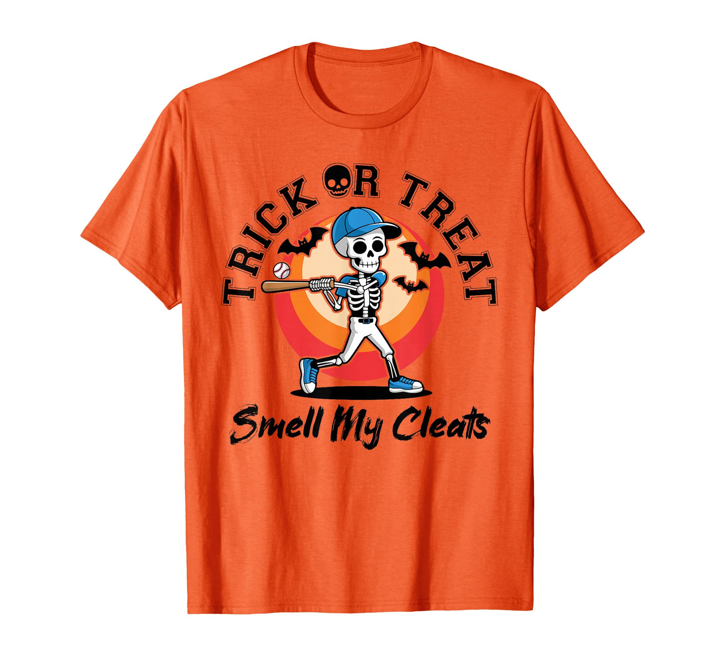 Trick Or Treat Smell My Cleats Halloween Skeleton Baseball T-Shirt
