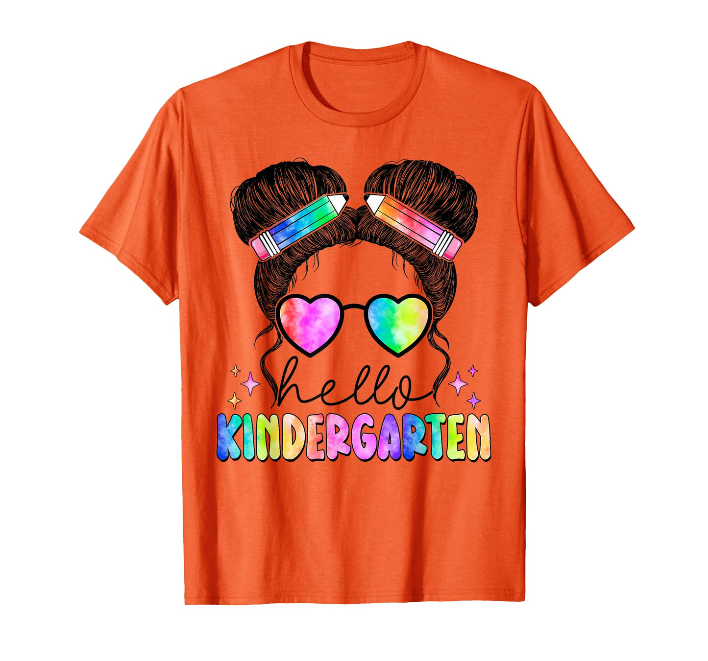Hello Kindergarten Messy Hair Bun Girl Back To School Gift T-Shirt