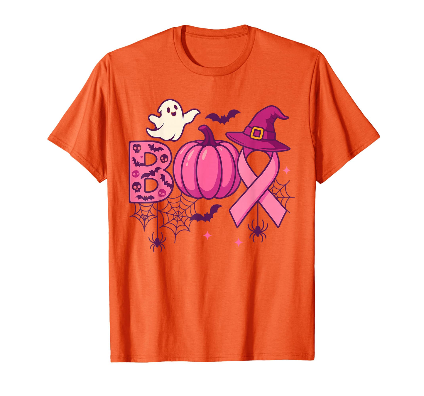Breast Cancer Shirts for Women Ghost Boo Pink Ribbon Pumpkin T-Shirt