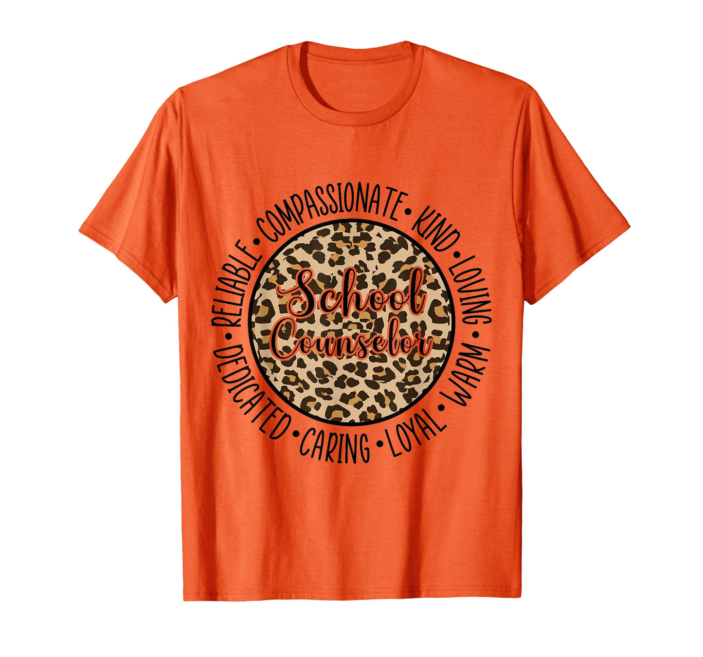 Leopard Cheetah Print School Counselor Traits Appreciation T-Shirt
