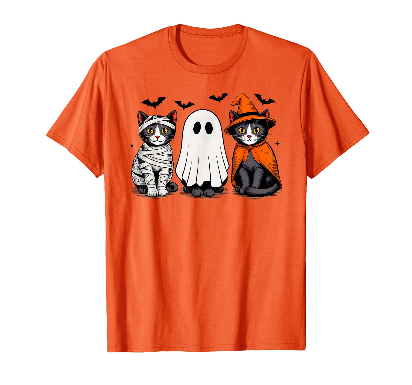 Black Cat Mummy Witch Ghost Halloween Costume Men Women Kids T-Shirt