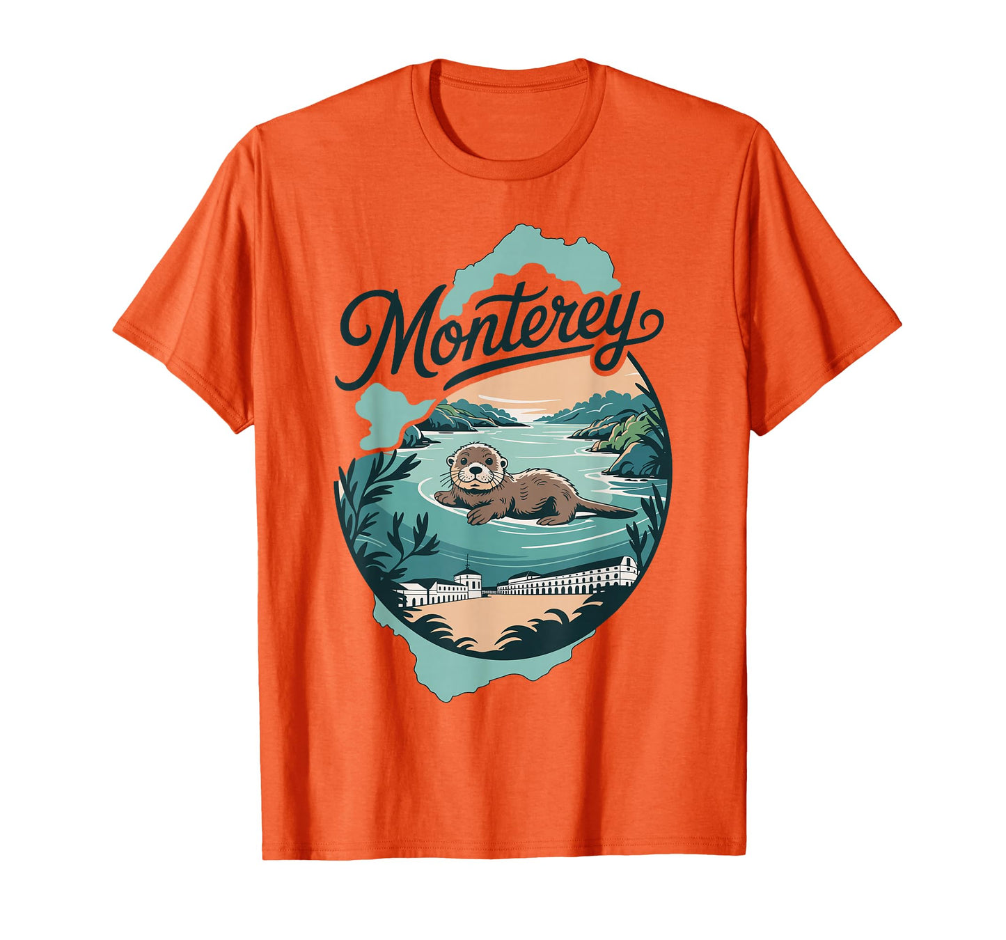 Monterey sea otter ocean view coast retro T-Shirt