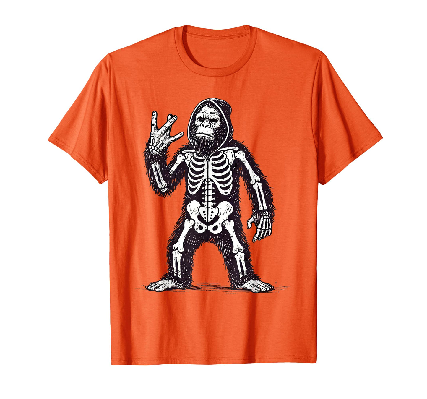 Cool Halloween Pumpkin Bigfoot Skeleton Westside T-Shirt
