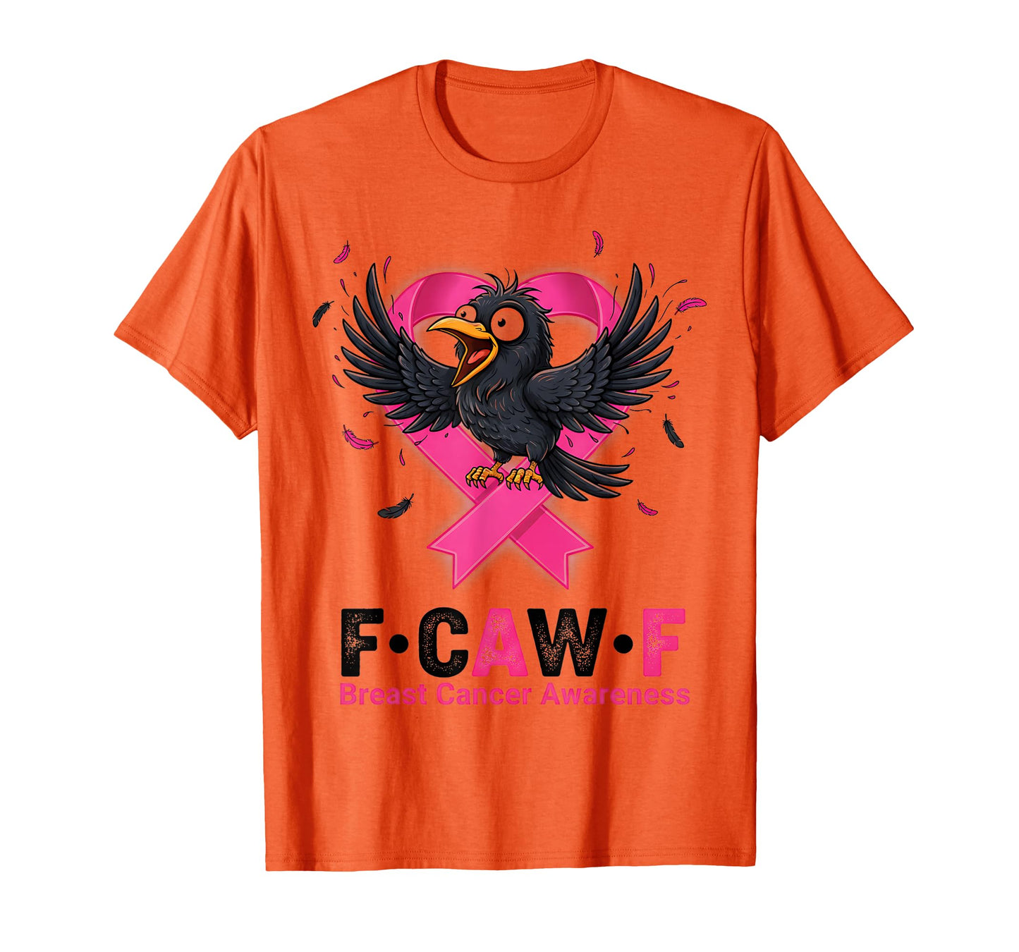 F-Caw-F Pink Ribbon Raven Moon Gothic Crow Breast Cancer T-Shirt