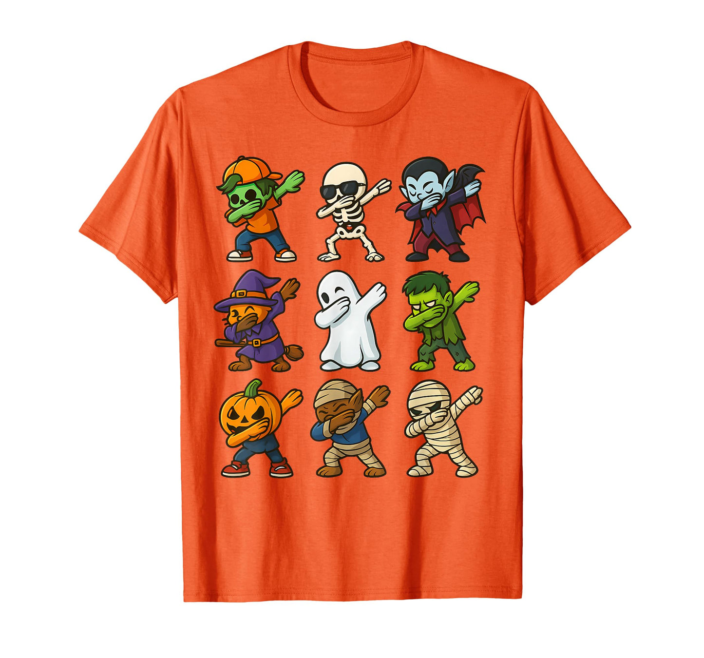 Skeleton Zombie Scary Pumpkin Mummy Dabbing Halloween Boys T-Shirt
