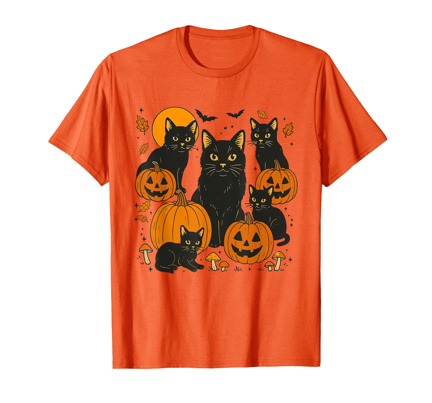 Black Cat Pumpkin Halloween Cat Lover Cozy Spooky Season T-Shirt