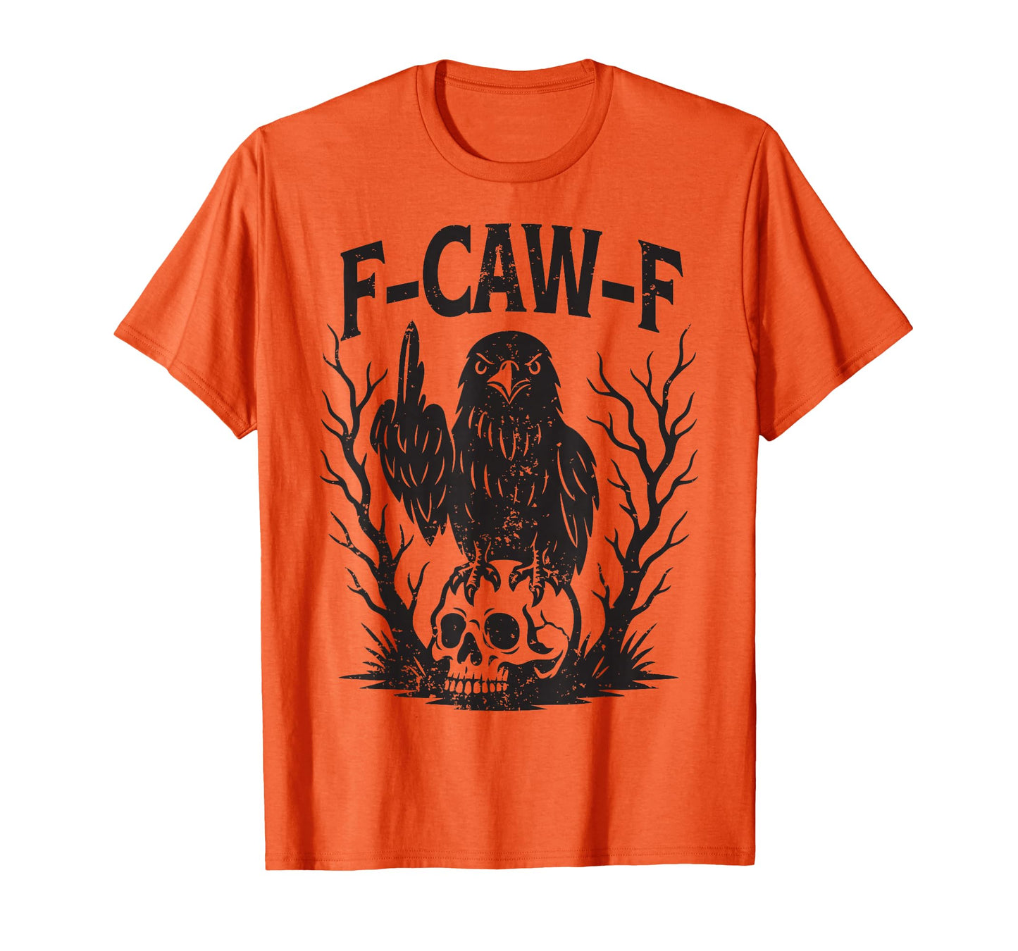 Funny F Caw F Raven Skull Gothic Graphic Halloween Crow Pun T-Shirt