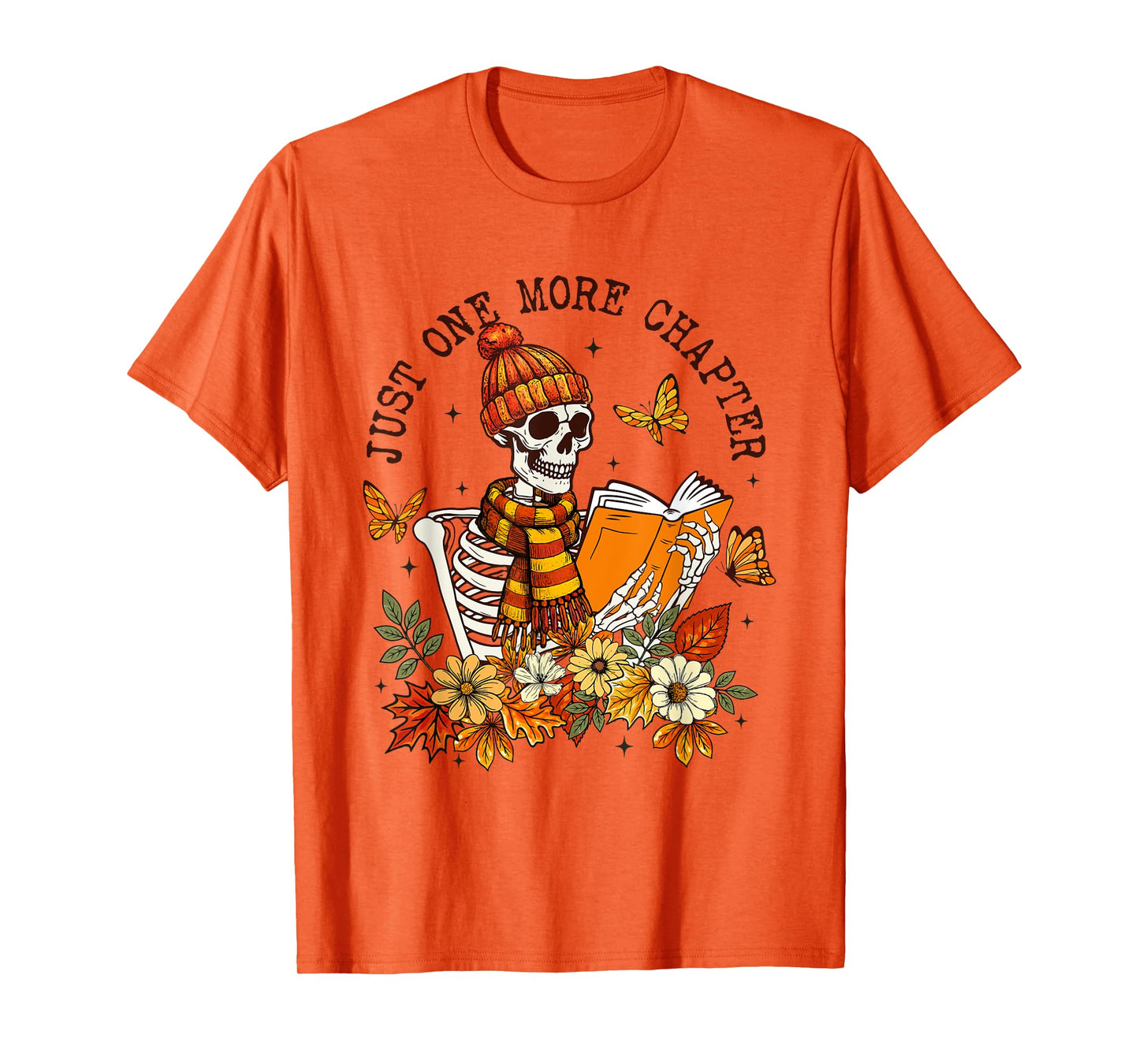 Cute Just One More Chapter Skeleton Fall Book Autumn Pumpkin T-Shirt