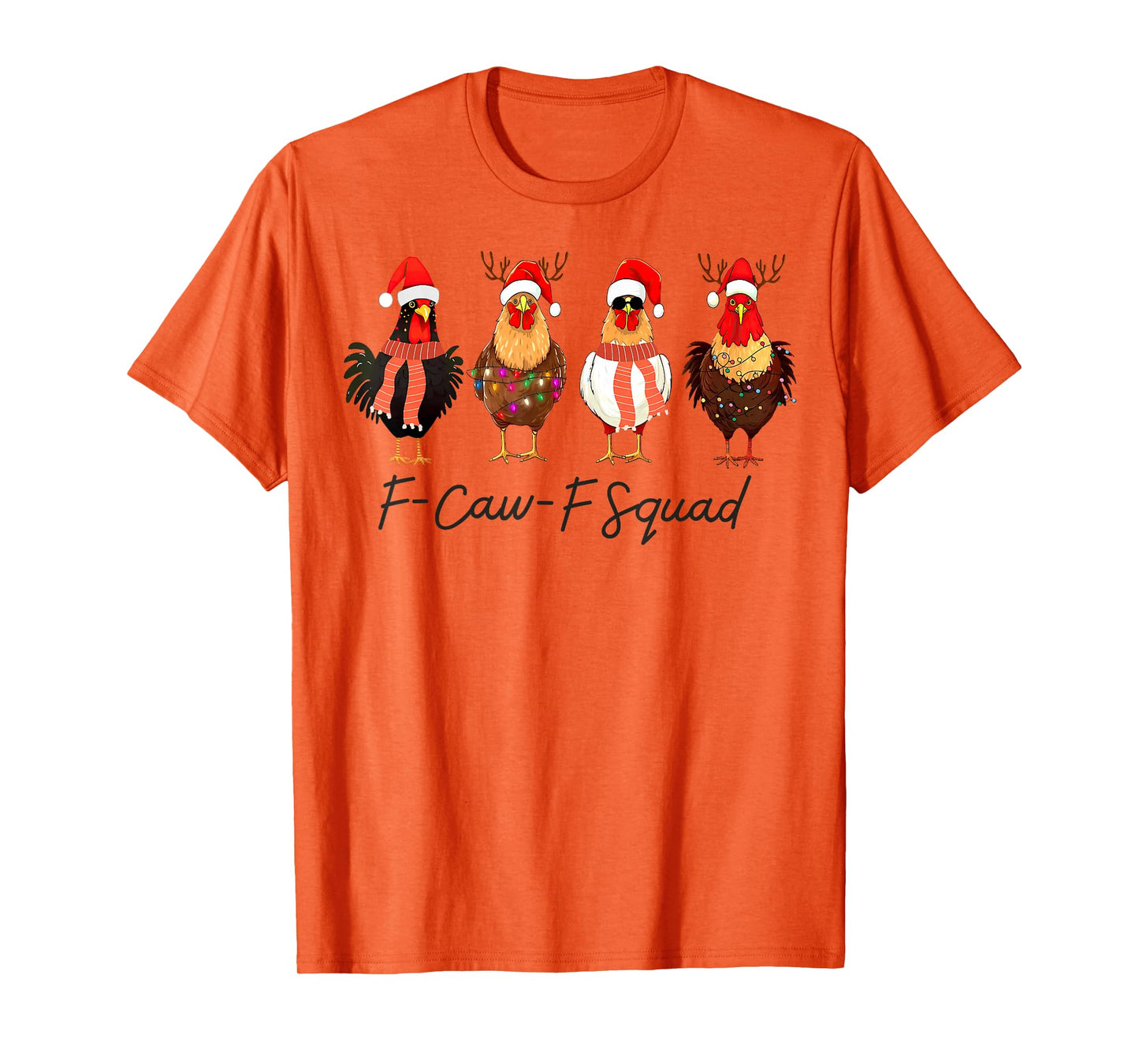 F-Caw-F Squad Chicken Santa Hat Christmas Pajamas Holiday T-Shirt