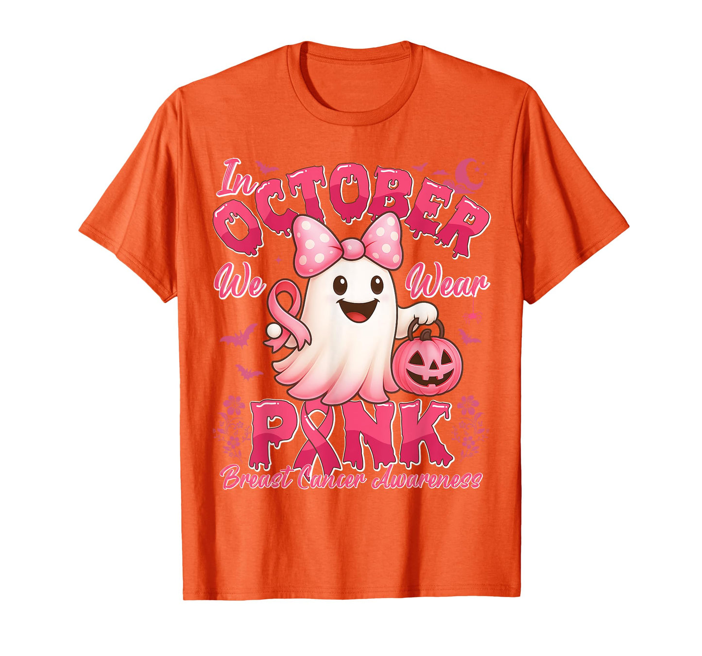 In October We Wear Pink Halloween Breast Cancer Awareness T-Shirt
