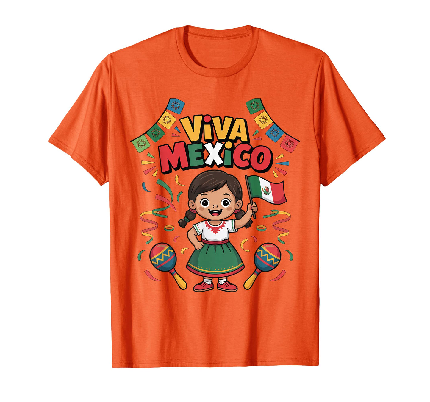 Viva Mexico Shirt Toddler Girl Mexican Flag Independence Day T-Shirt