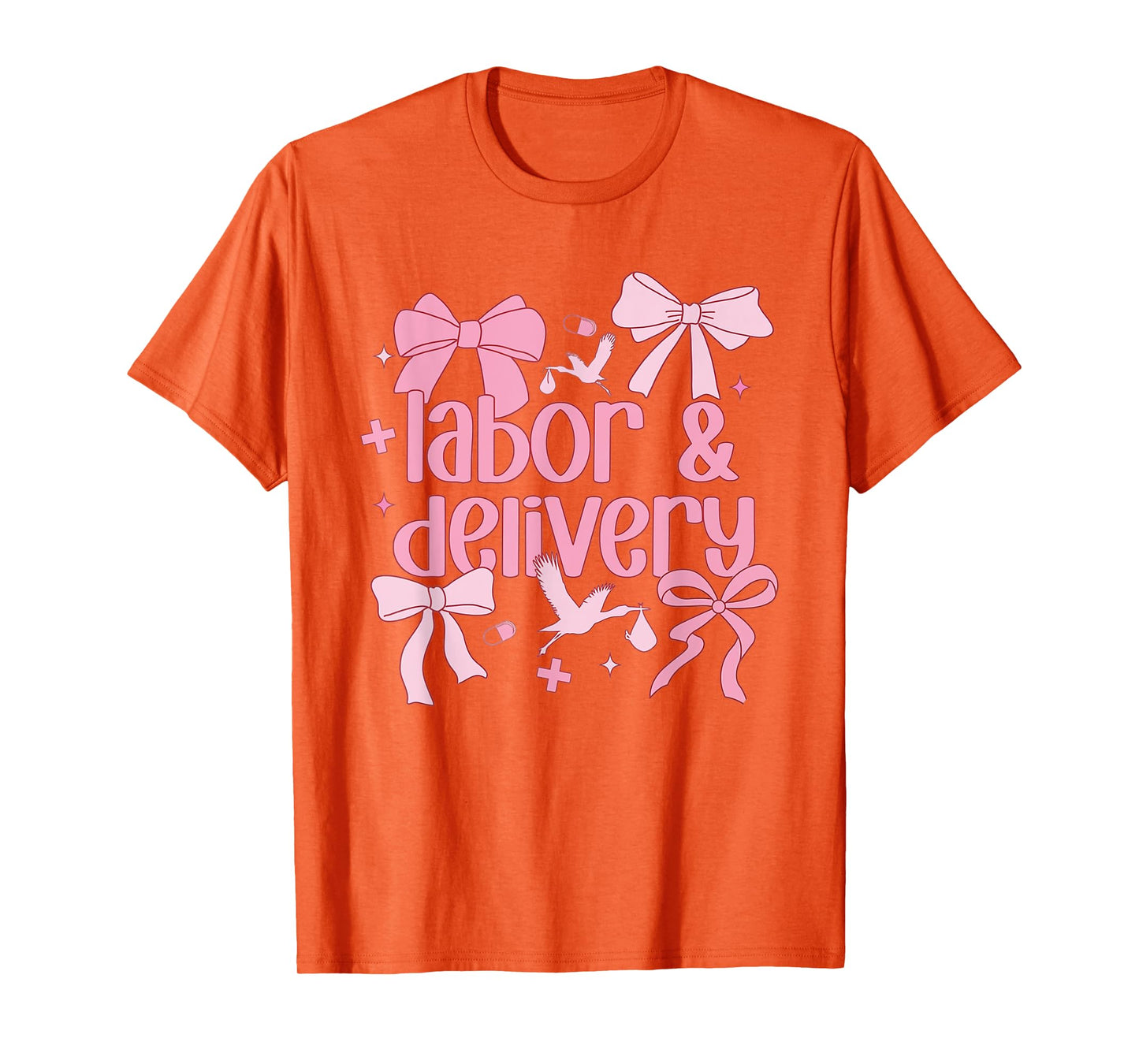 Women Labor and Delivery Nurse Grad Coquette Pink Bow Ribbon T-Shirt
