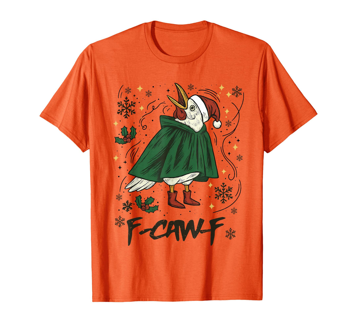 F-Caw-F FCAWF Funny Crow Christmas Black Bird Xmas T-Shirt