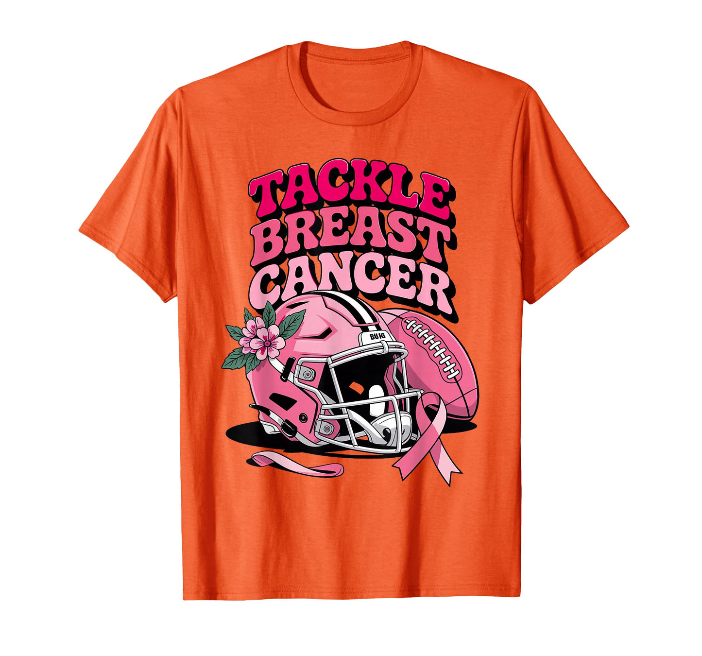 Tackle Breast Cancer Football Pink Ribbon Awareness Survivor T-Shirt