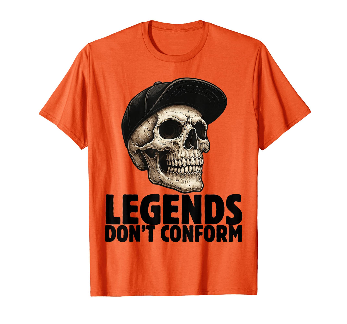 Skull in Cap Street Style Urban Art Skeleton T-Shirt