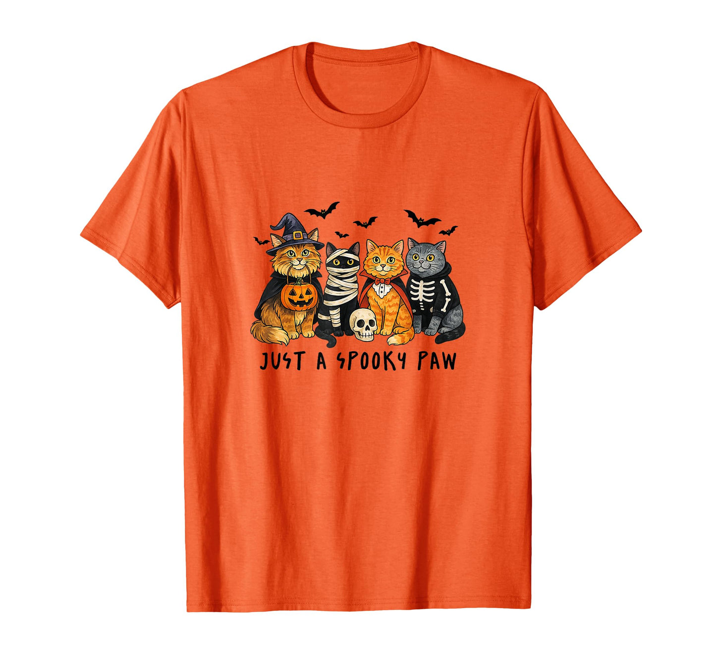 Just a Spooky Paw Halloween Cat Funny Cute Mummy Skeleton T-Shirt