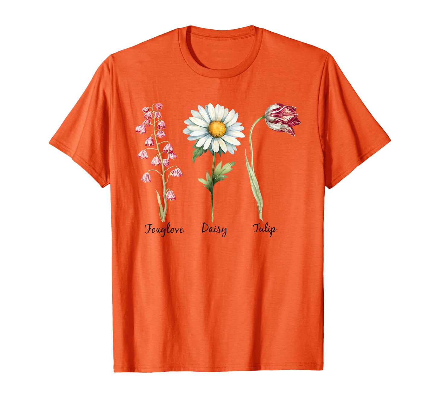Vintage Floral Plant Foxglove Daisy Tulip Flowers Mom Women T-Shirt