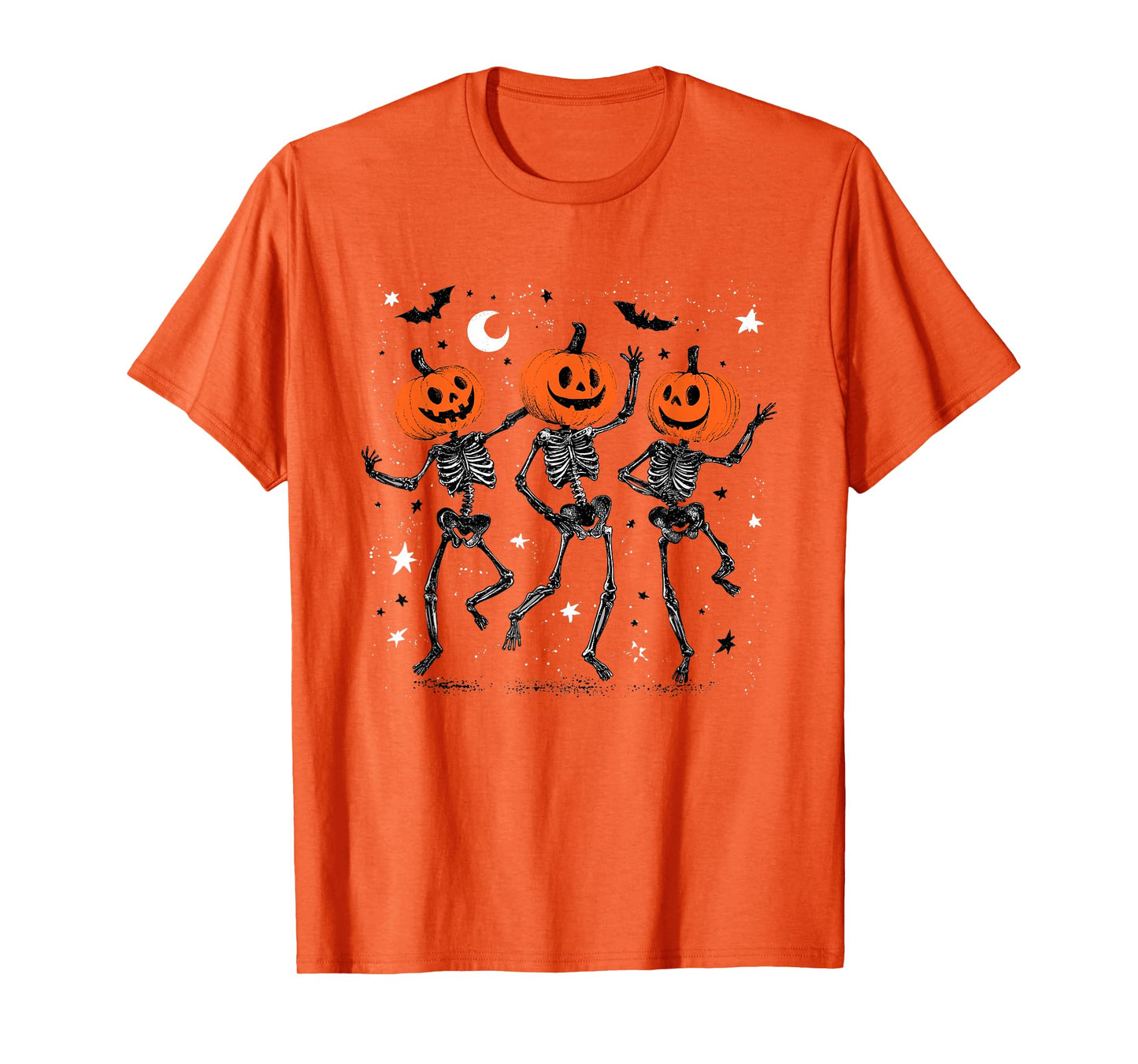 Halloween Dancing Skeleton Funny Tie-Dye with Pumpkin Heads T-Shirt