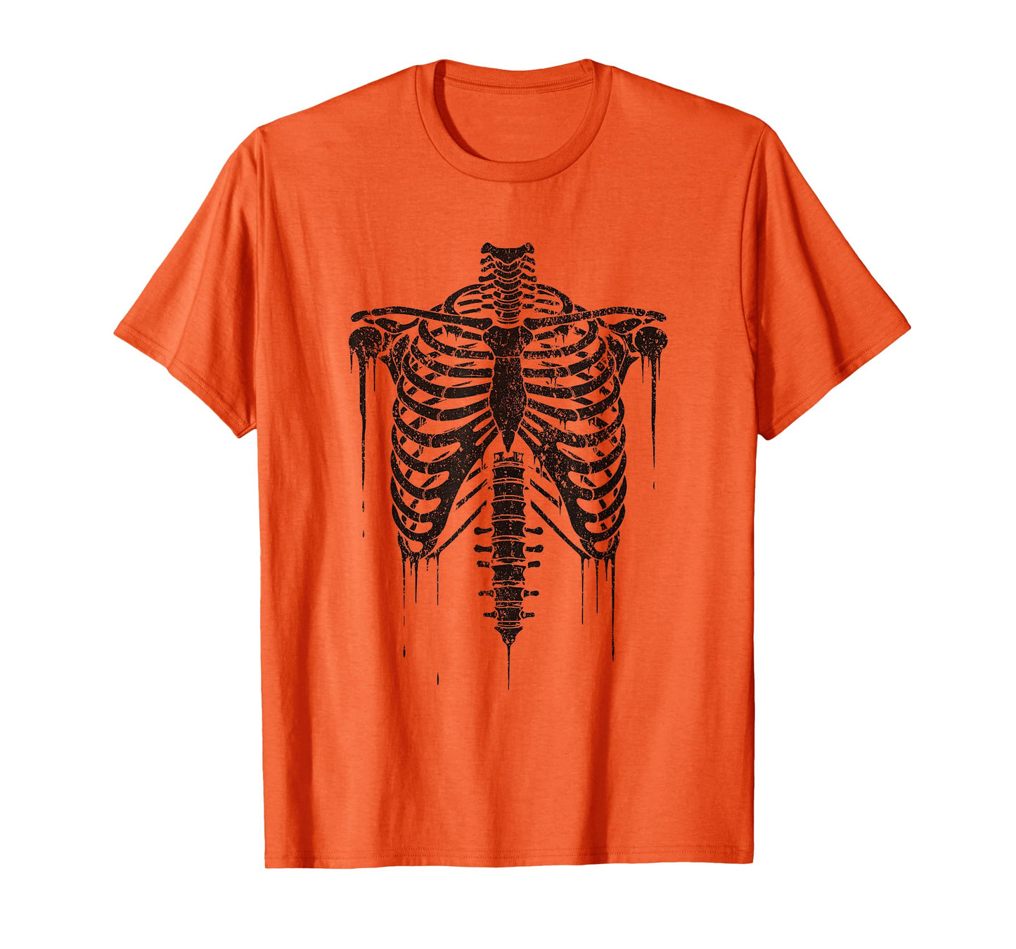 Grunge Skeleton Ribcage Dripping Bones Design T-Shirt