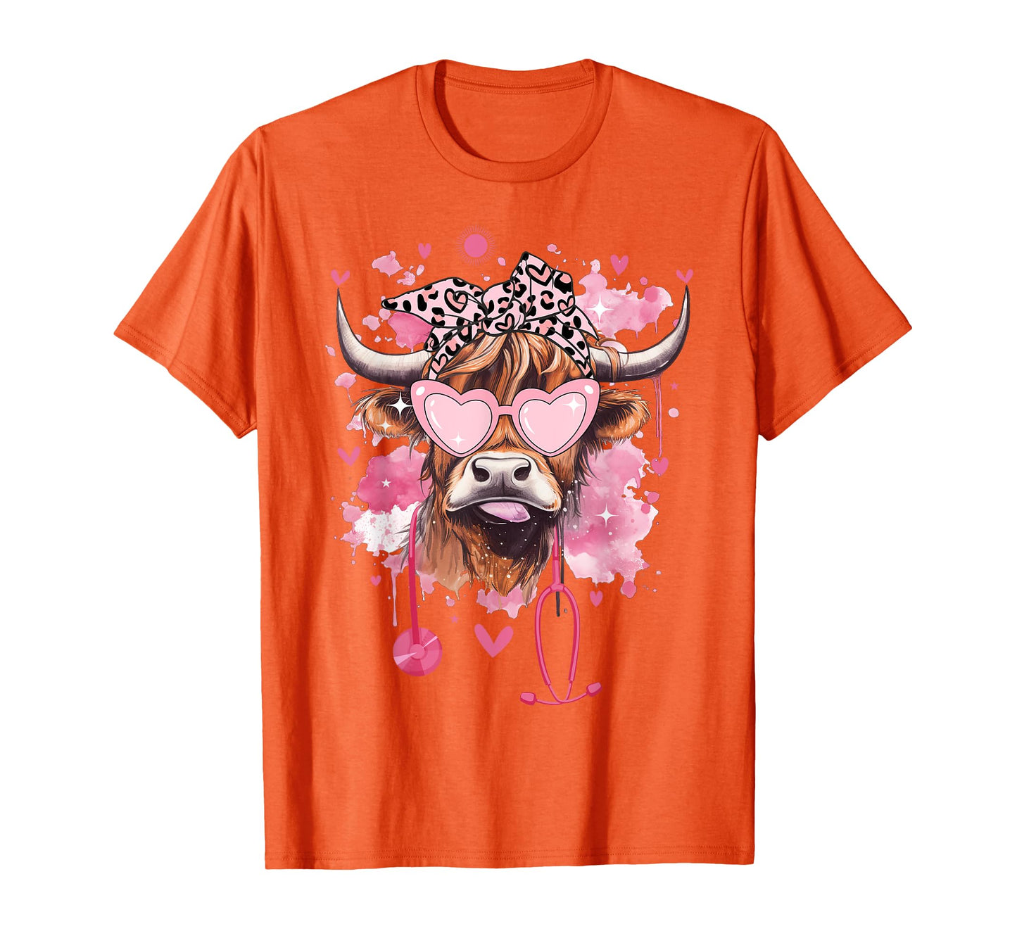 Cute Highland Cow Nurse Cow Lover Summer Break Nursing Funny Men Women Girls Kids T-Shirt