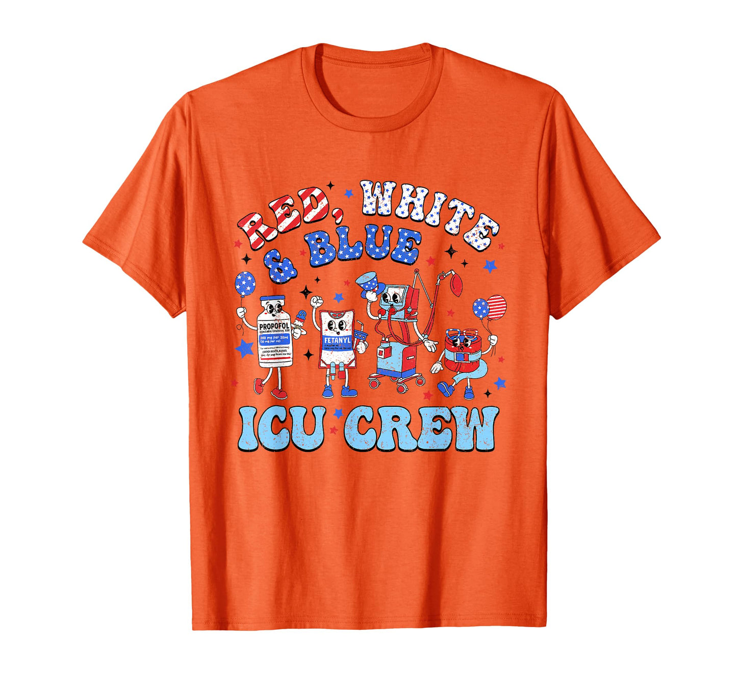 Icu Nurse 4th July Independence Day Red White Blue Icu Crew Women Men T-Shirt