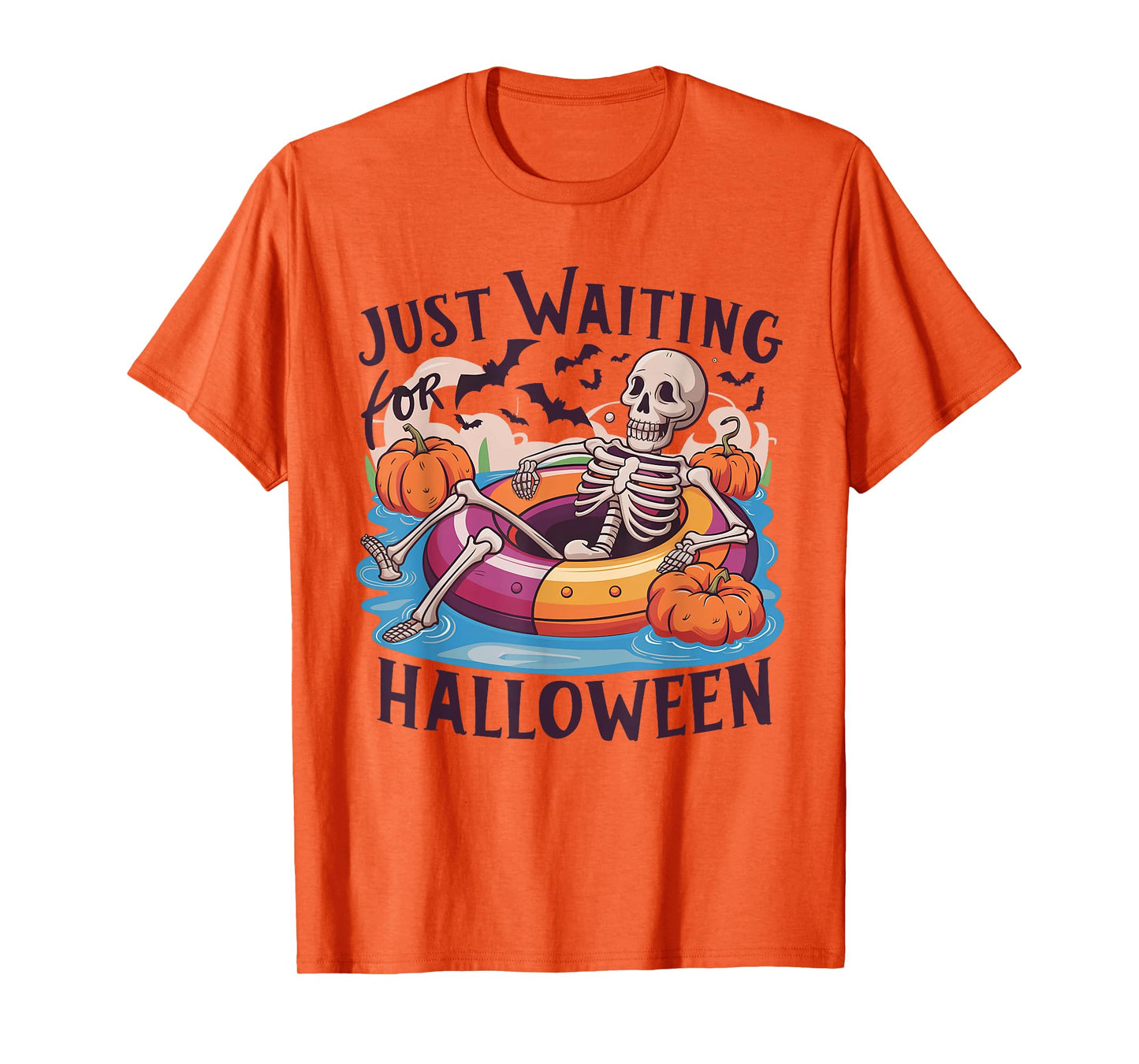 Funny Skeleton Just Waiting For Halloween T-Shirt
