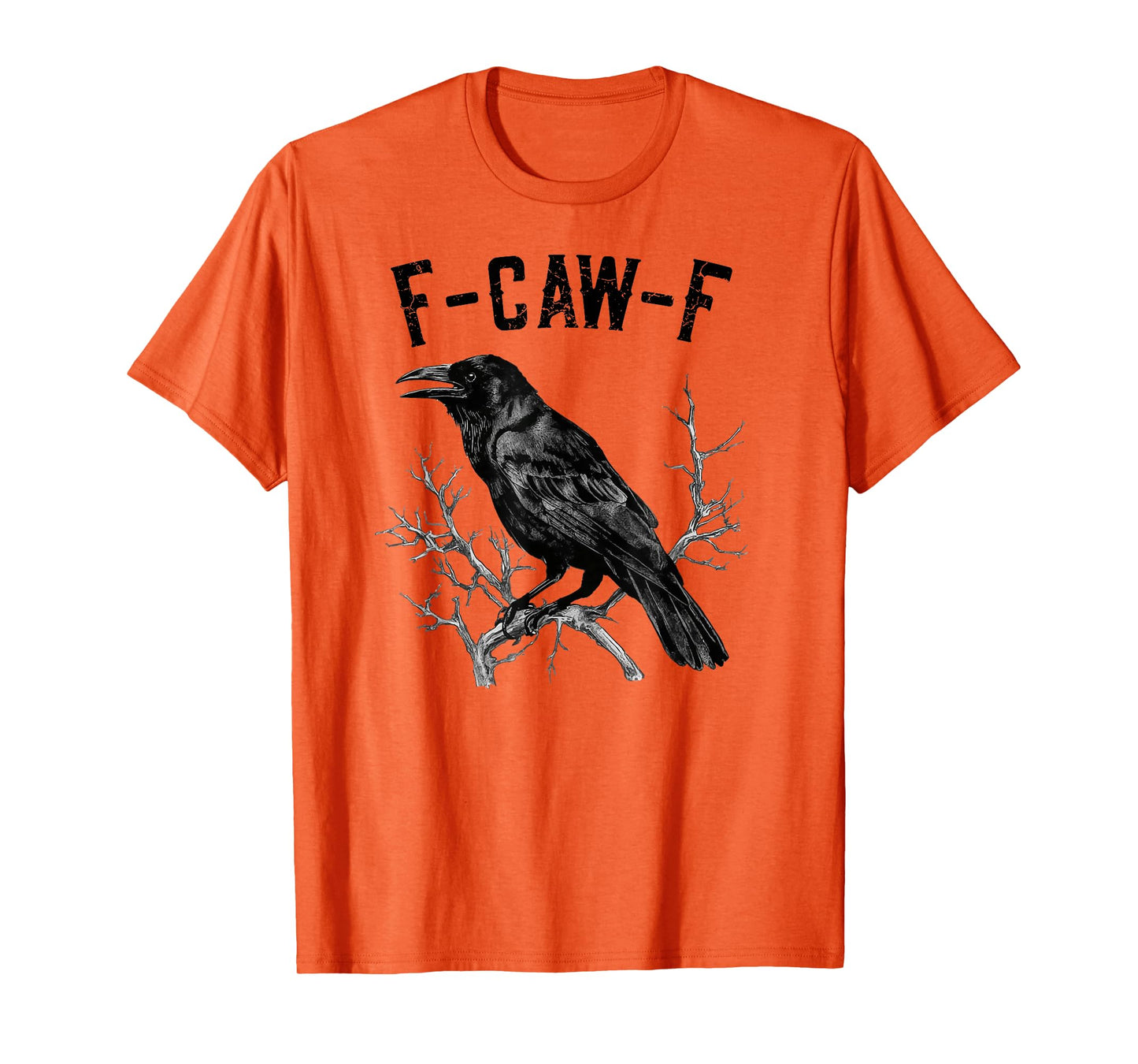 Black Crow F-Caw-F Funny Black Bird Moon Halloween Art T-Shirt