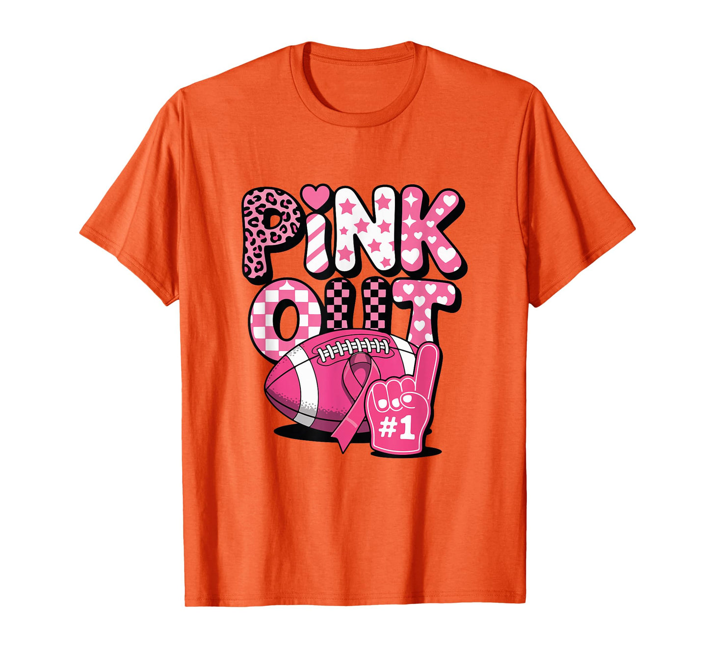 Pink Out Game Day Breast Cancer Awareness Football T-Shirt