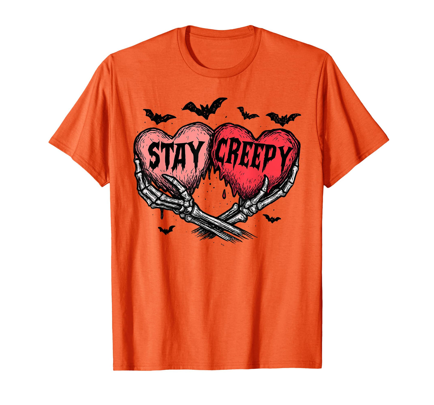 Stay Creepy Dripping Heart Halloween Skeleton Hand Spooky T-Shirt