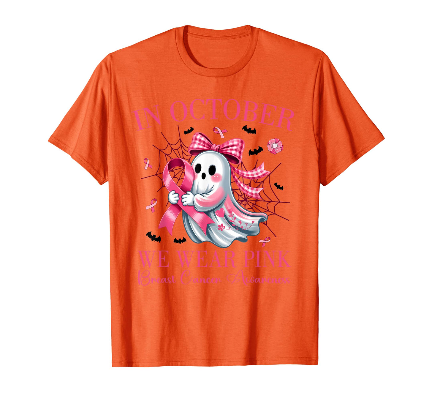 Breast Cancer Women Halloween in October We Wear Pink T-Shirt