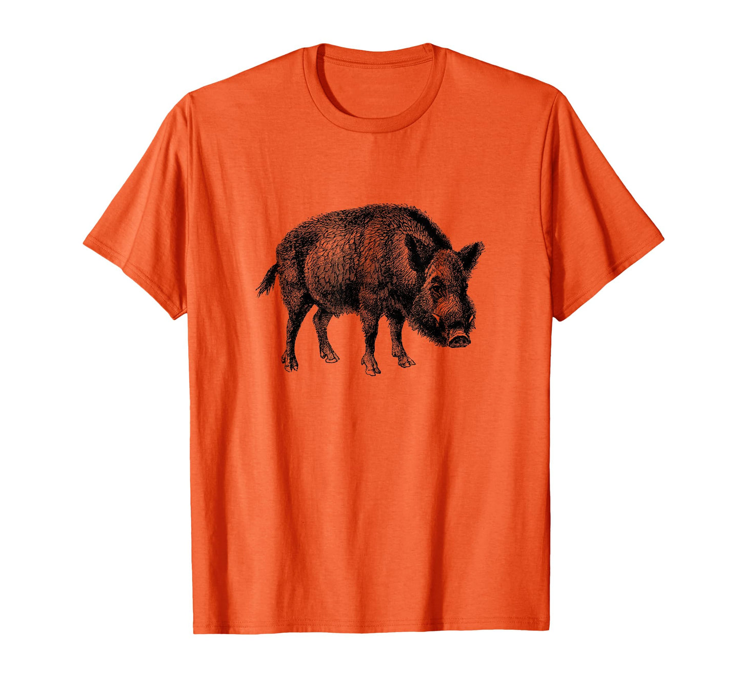 The New Antique Vintage Wild Boar Print T-Shirt - Women's Grey Classic Fit Crew Neck Short Sleeve T-Shirt - Small
