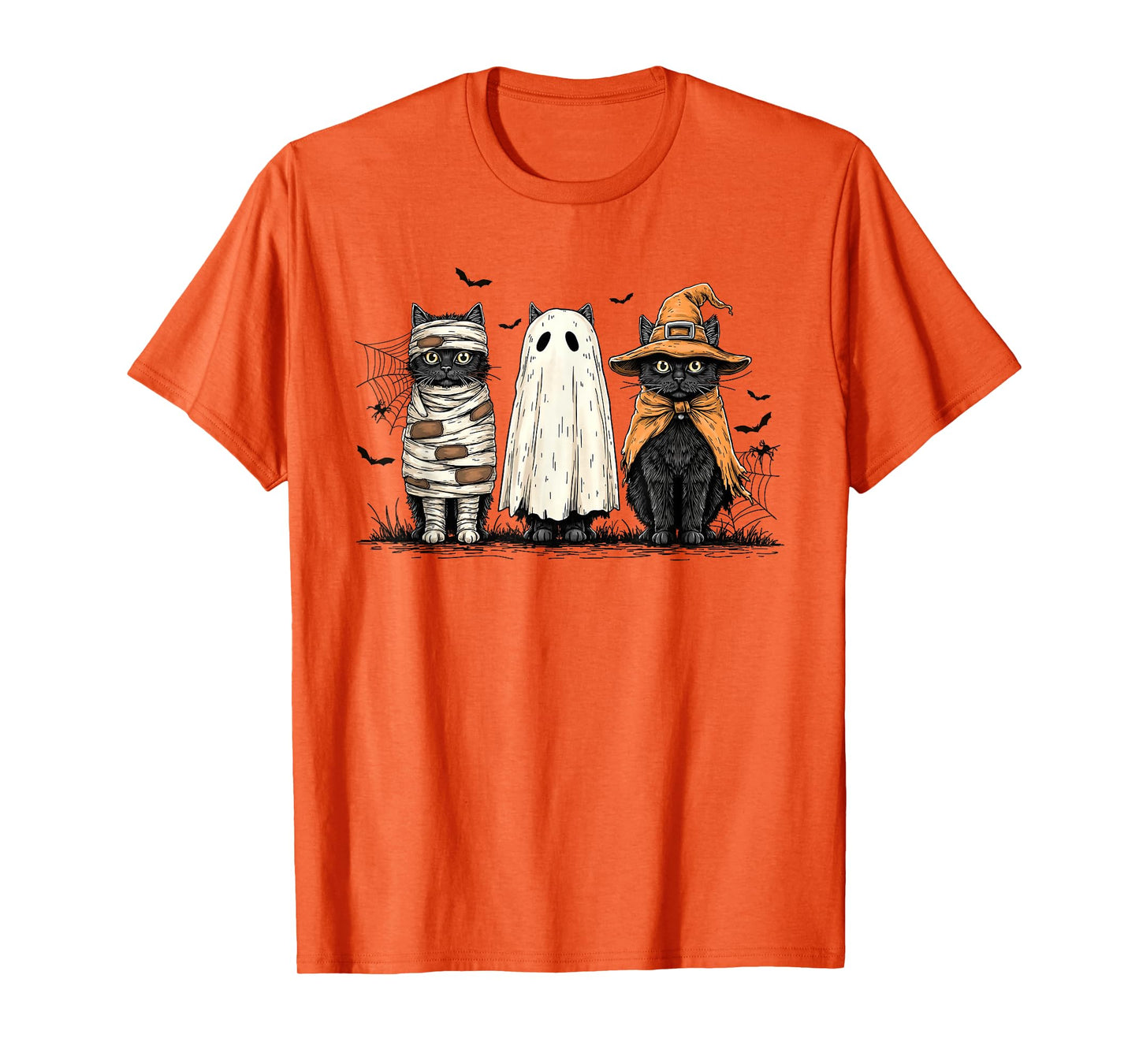 Black Cat Ghost Witch Halloween Costume Men Women Kids T-Shirt