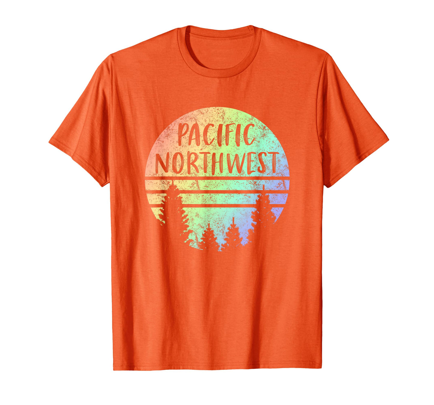 Pacific Northwest Rainbow Weathered Design Hiking Camping T-Shirt