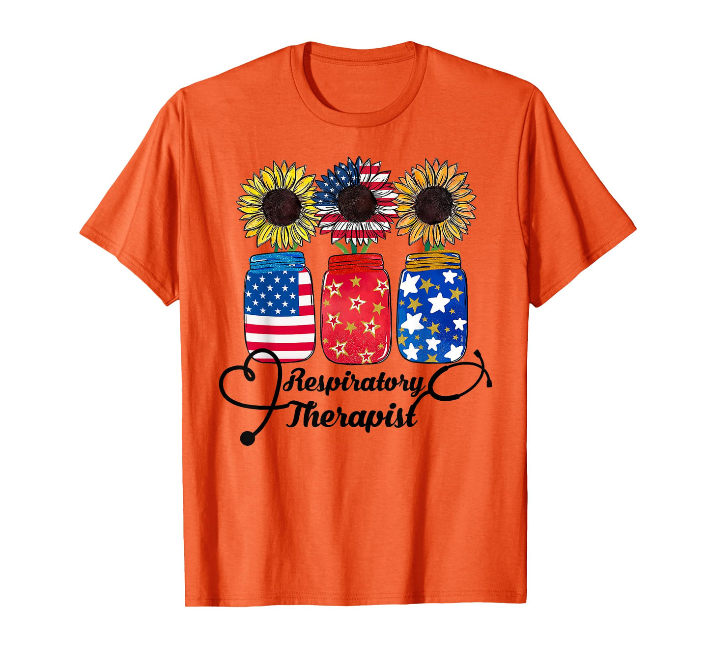 Patriotic USA Respiratory Therapist 4th Of July Sunflower T-Shirt