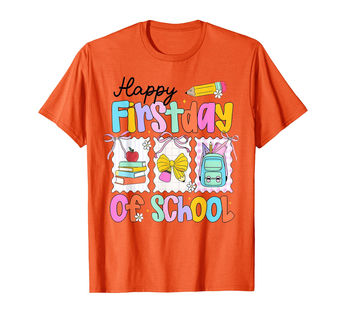 Happy First Day Of School Coquette Pencil Bow Back To School T-Shirt