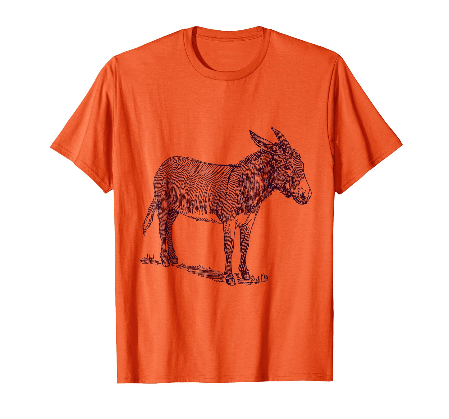 NaturalAnimalTees Donkey T-Shirt. Grey Unisex-Adults Classic Fit Cartoon T-Shirt. Small