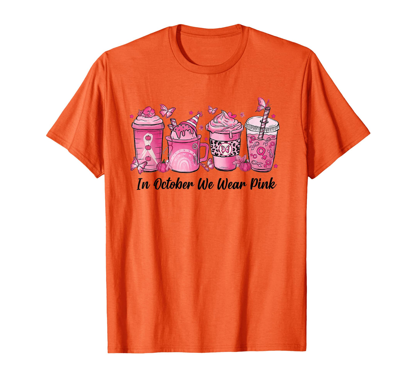 In October We Wear Pink Leopard Breast Cancer Coffee T-Shirt