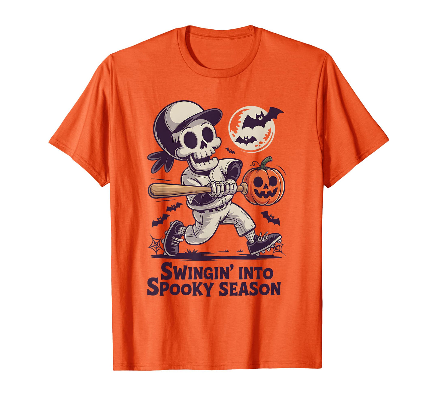 Halloween Skeleton Baseball Spooky Season Men Boys Kids T-Shirt