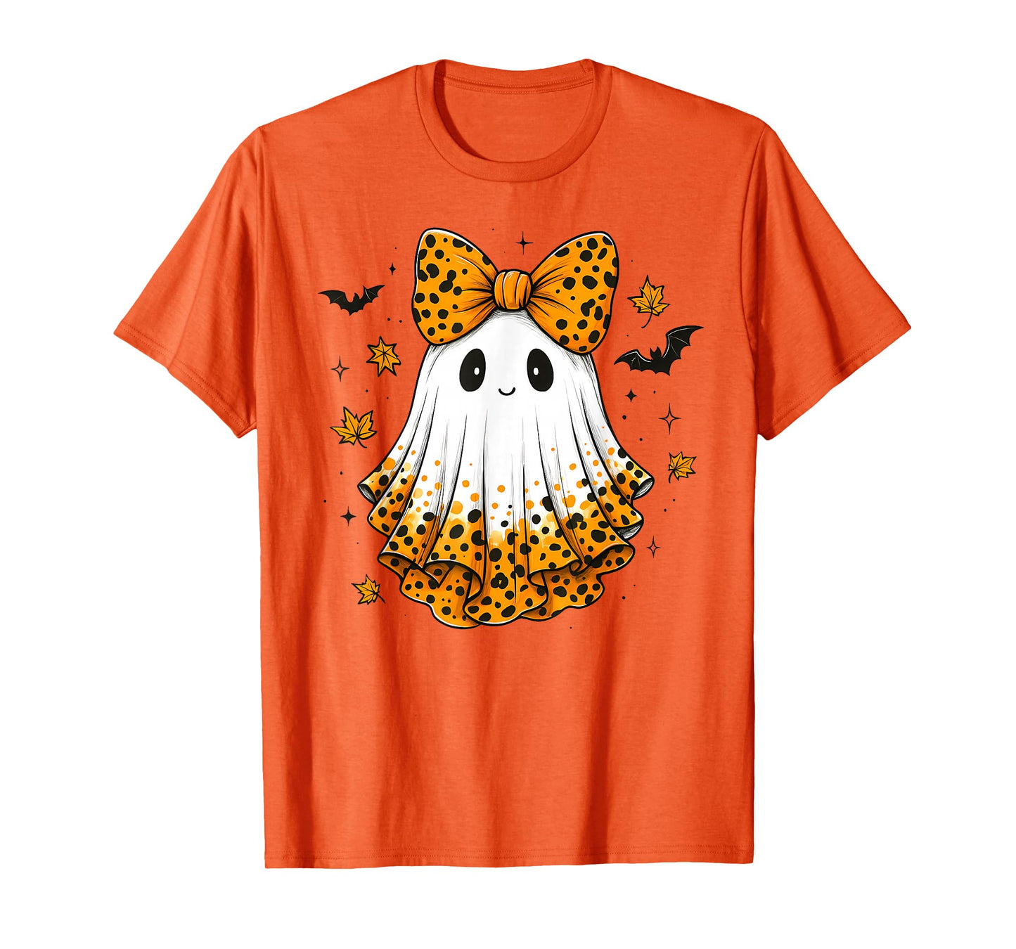 Coquette Preppy Ghost Boo, Leopard Spooky Lace Ghost T-Shirt