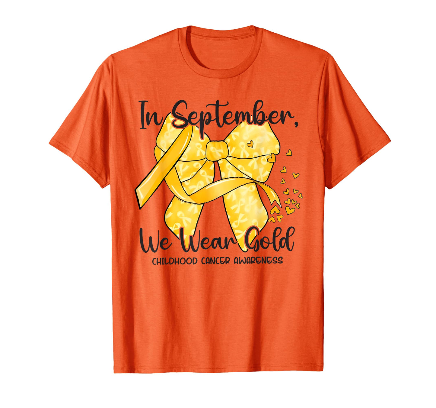 In September We Wear Gold Coquette Ribbon Childhood Cancer T-Shirt