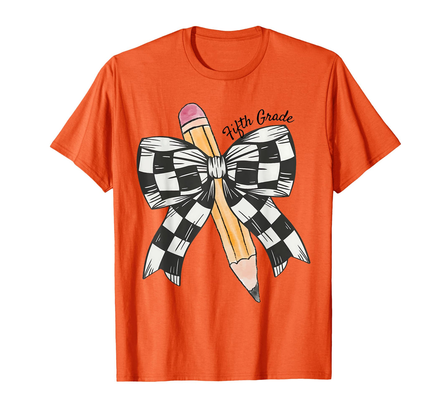 Coquette Pencil Bow Fifth Grade Teacher Kids Back To School T-Shirt