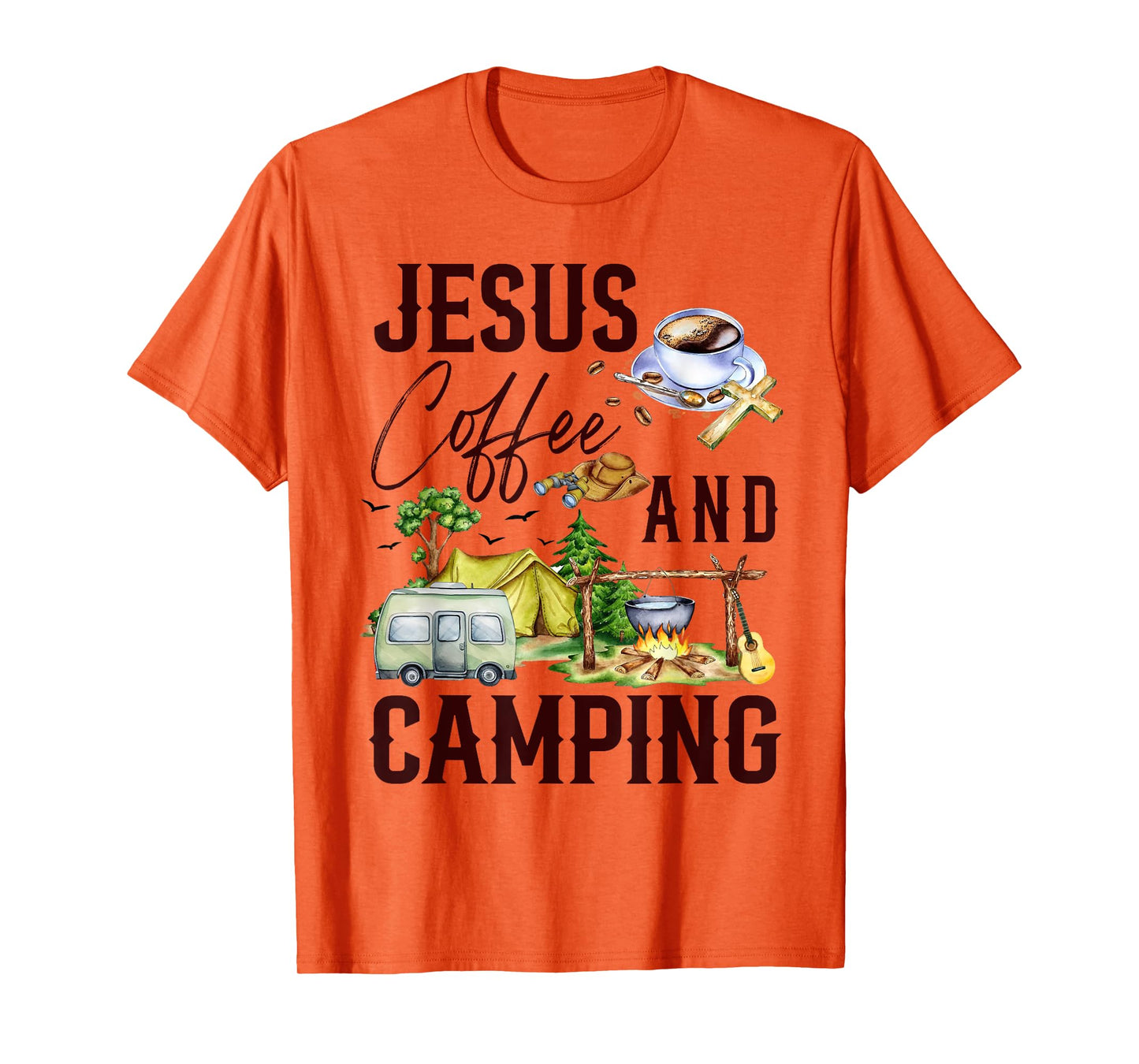 Jesus Coffee And Camping For Camper Camping Christian T-Shirt