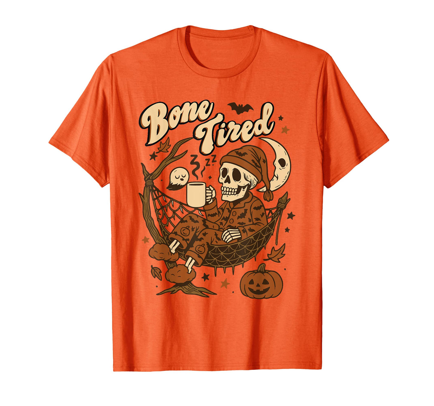 Bone Tired Funny Sleepy Skeleton Fall Vibes Halloween T-Shirt